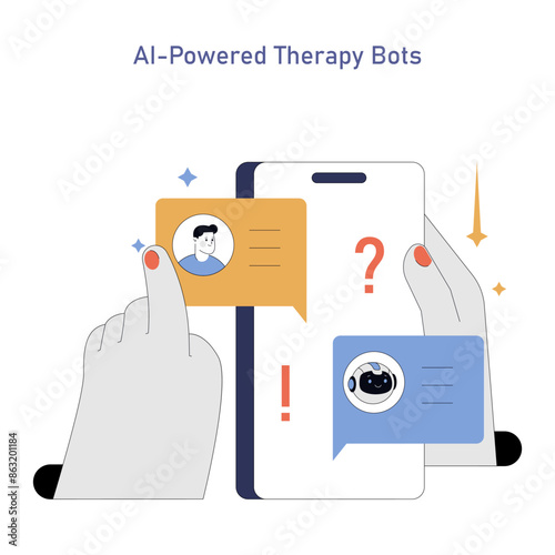 AI In Psychology. Flat Vector Illustration