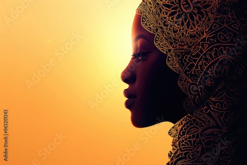 A person wearing a headscarf enjoys the warm sunlight photo