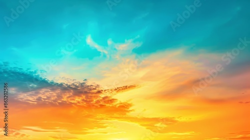 Vibrant Sunset SkyRich Gradient Colors Over Panoramic Landscape © Majella
