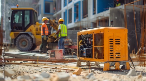 Robust Gasoline Generator Powering Heavy Machinery on a Busy Construction Site