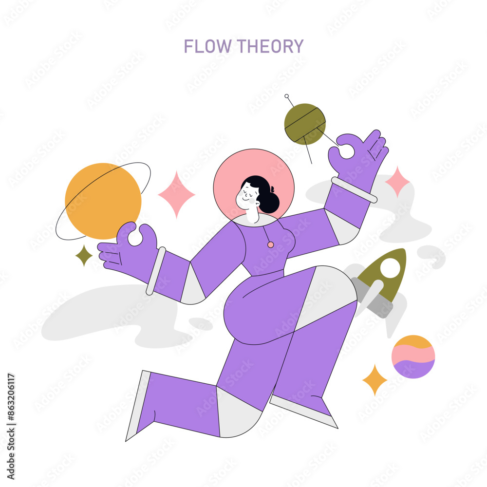 Fototapeta premium Positive Psychology. Flat Vector Illustration