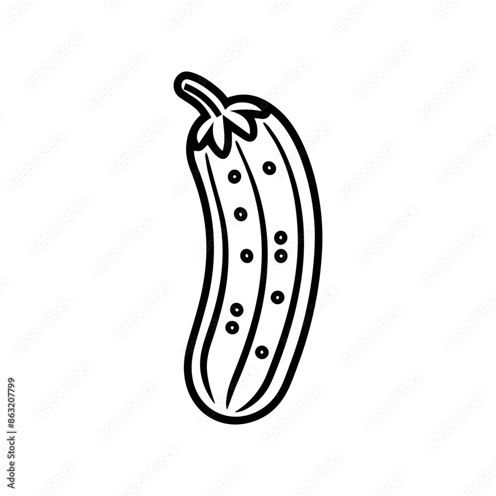 cucumber icon or modern line symbol. Vector line art and icon design with bold outline. Black and white Pixel Perfect minimalistic symbol isolated white background. Silhouette simple thin sign cucumber icon or modern line symbol. Vector line art and icon design with bold outline. Black and white Pixel Perfect minimalistic symbol isolated white background. Silhouette simple thin sign