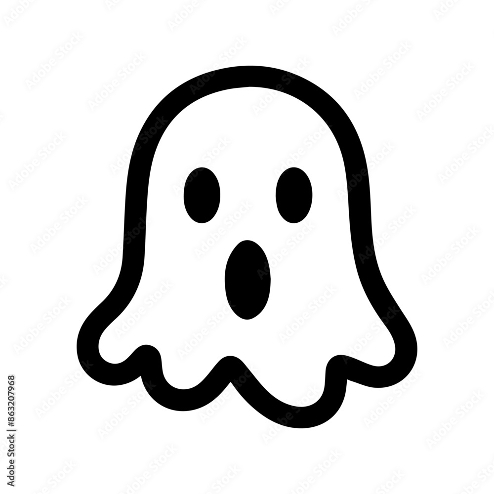 Ghost icon or modern line symbol. Vector line art and icon design with bold outline. Black and white Pixel Perfect minimalistic symbol isolated white background. Silhouette simple thin sign Ghost icon or modern line symbol. Vector line art and icon design with bold outline. Black and white Pixel Perfect minimalistic symbol isolated white background. Silhouette simple thin sign