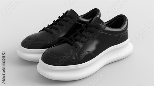 Modern Simplicity: Black Summer Sneakers Rendered in 8K Detail
