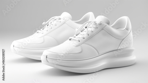 Elegant Simplicity: White Summer Sneakers with 10cm Inflatable Soles photo