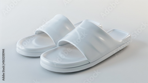 Simplicity in Design: 10cm Thick White Summer Shoes Rendered in 8K
