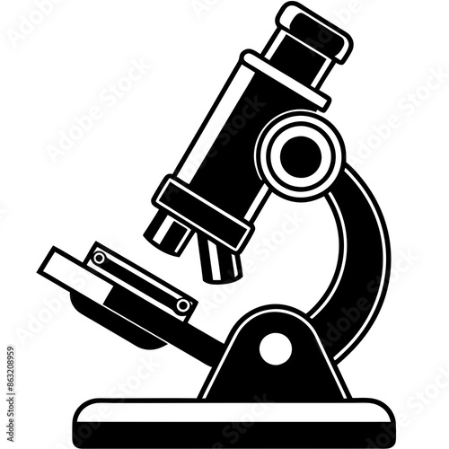 microscope silhouette vector art illustration