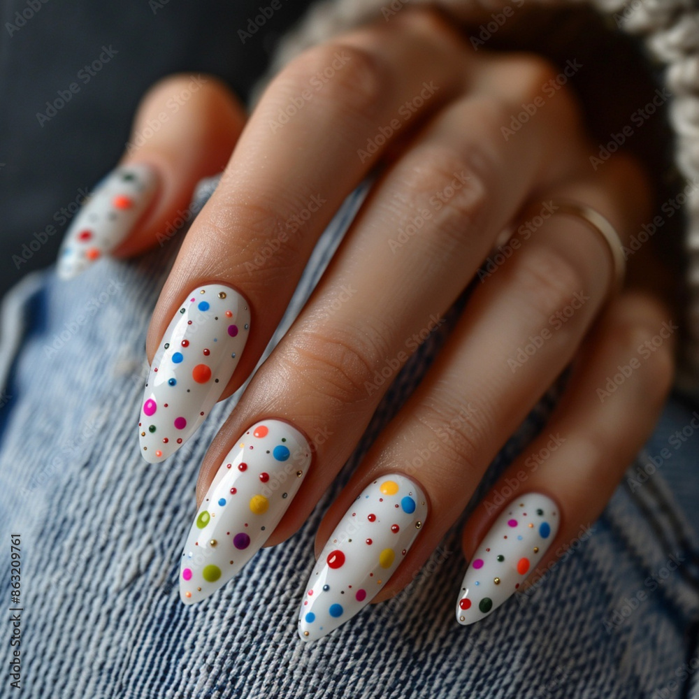 Playful Polka Dot Stiletto Nails Playful Polka Dot Stiletto Nails