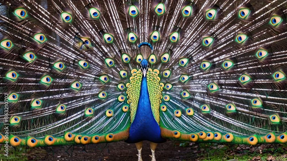 Obraz premium peacock displaying its beautiful feathers