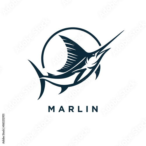 marlin fish logo design icon template