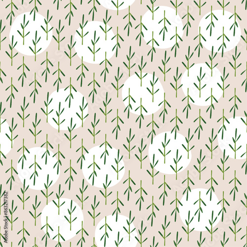 Floral print, seamless pattern in vector. Ideal for printing on fabric or paper. Green, white. Elegant, tropical theme for spring, winter and summer collection.