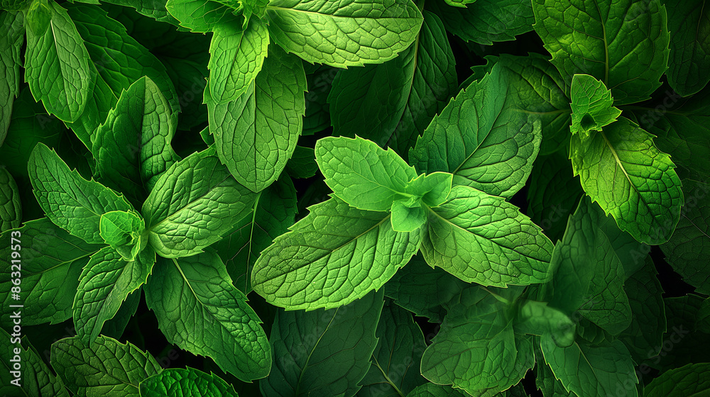A close up of green mint leaves A close up of green mint leaves