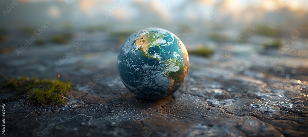 Earth Globe with Textured Surface on Dark Background Earth Globe with Textured Surface on Dark Background