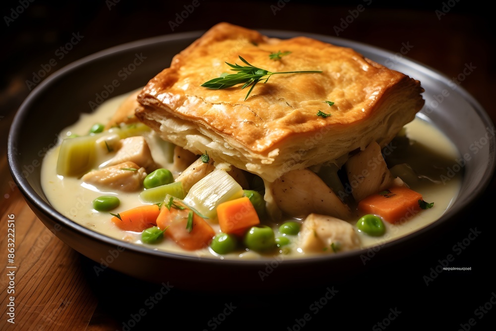 Chicken pot pie fresh from oven. Chicken pot pie fresh from oven.