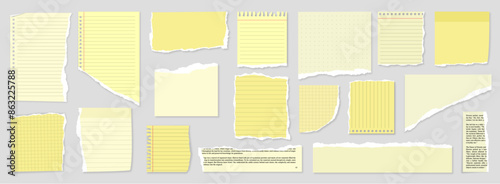 yellow colorfull ripped block grid and rulled paper pages torn blocks