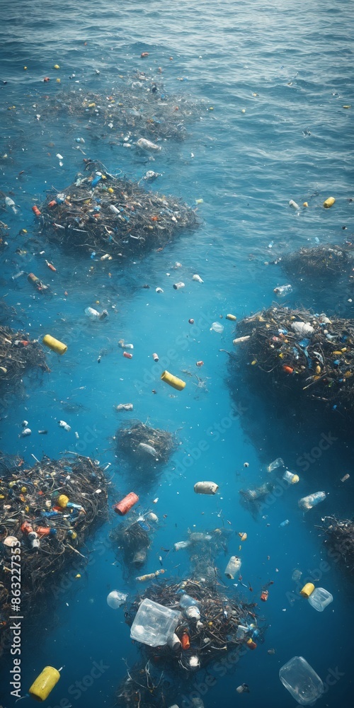 Fototapeta premium ocean plastic bags under the sea. The problem of ocean pollution with garbage.