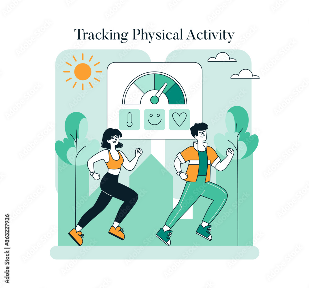 Fototapeta premium Wellness Monitoring. Flat Vector Illustration