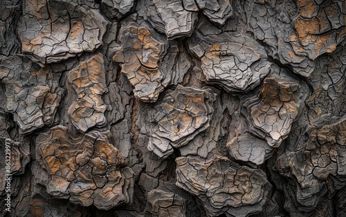 Close-Up of Rough Tree Bark Texture with Natural Patterns © AZ Studio