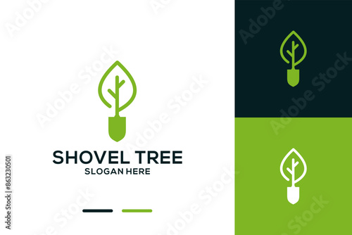 garden, spade leaf logo design