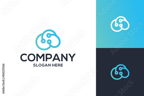 cloud tech logo design vector photo