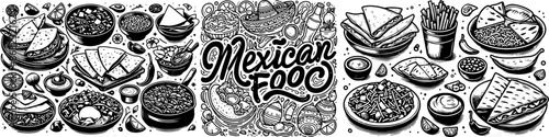 Outline Set of Mexican Food 