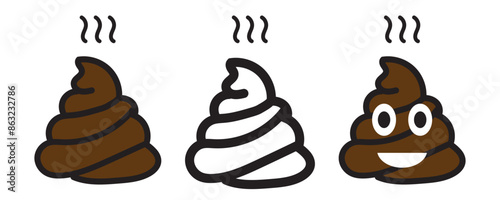 Poop icon set. dog shit vector icon. animal poo sign suitable for apps and websites UI designs.