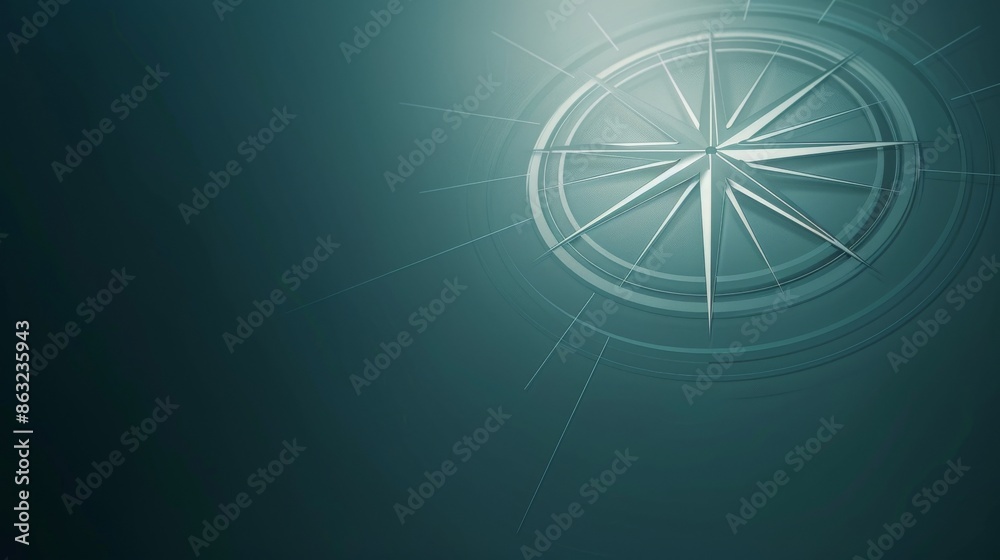 A compass with a white needle pointing towards the north on a dark teal background. The compass is in focus, while the background is blurred. A compass with a white needle pointing towards the north on a dark teal background. The compass is in focus, while the background is blurred.