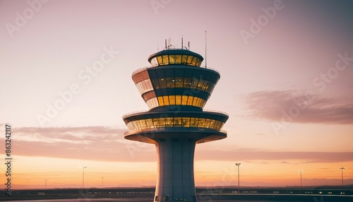silhouette of the air control tower
