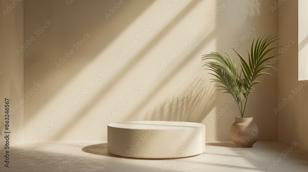 Minimalist podium with soft gradients and a stylish product Minimalist podium with soft gradients and a stylish product