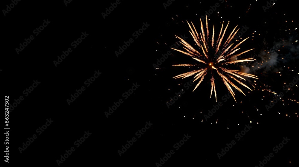 A single firework bursts in the night sky, creating a dazzling display of light and color. A single firework bursts in the night sky, creating a dazzling display of light and color.