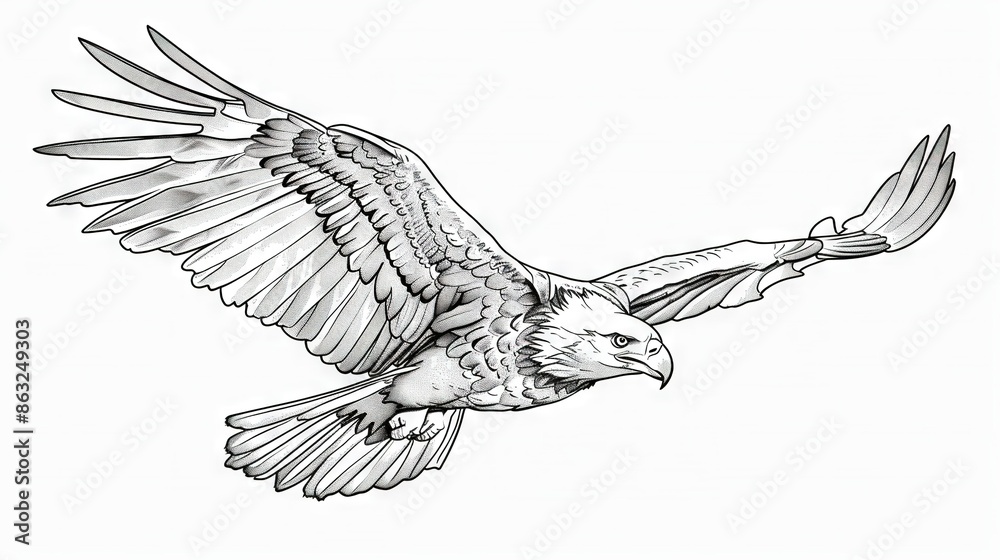 Fototapeta premium Eagle flying w/spread wings & extended talons on white background