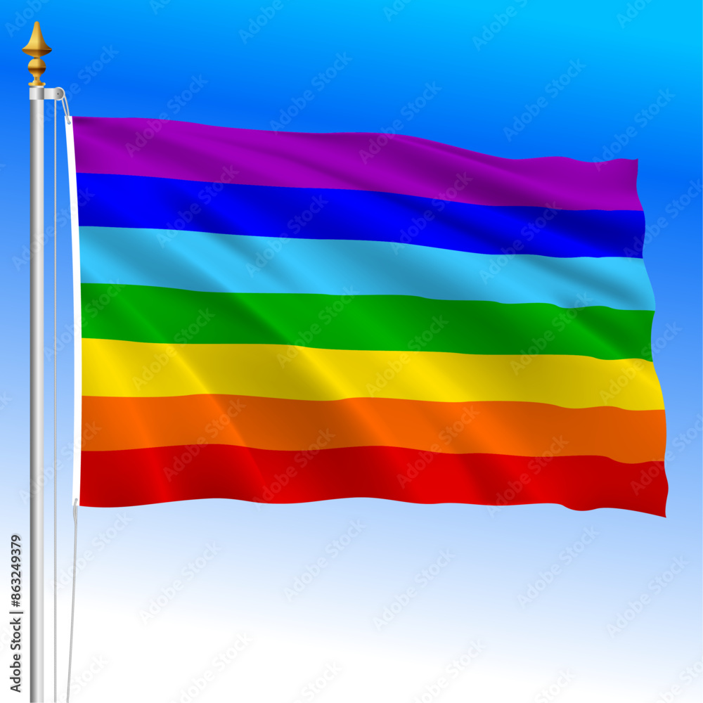 Fototapeta premium Peace movement waving flag, international symbol, vector illustration