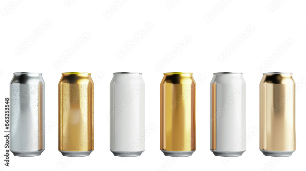 Blank beverage cans on transparent background Blank beverage cans on transparent background