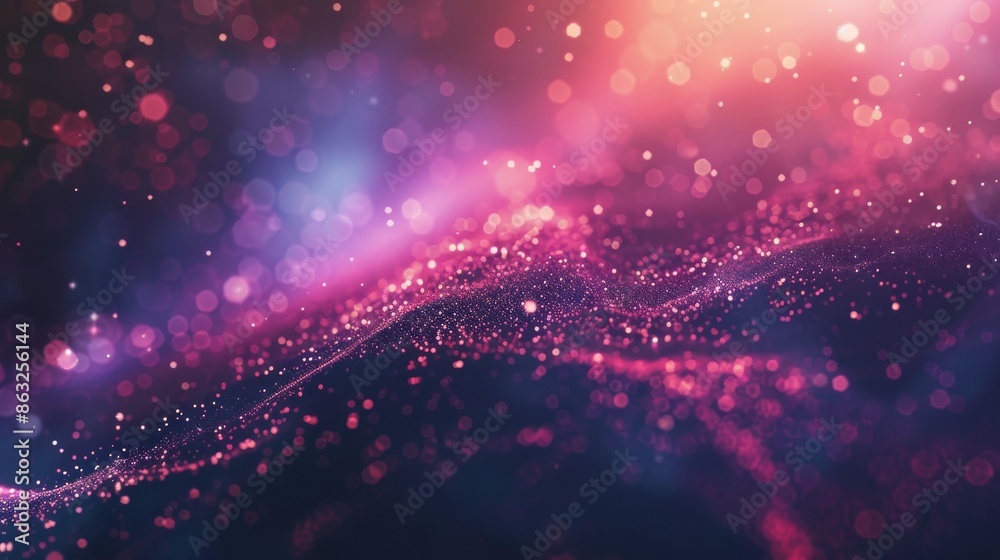 Abstract background with pink and blue lights and particles, creating a dreamy and cosmic atmosphere.