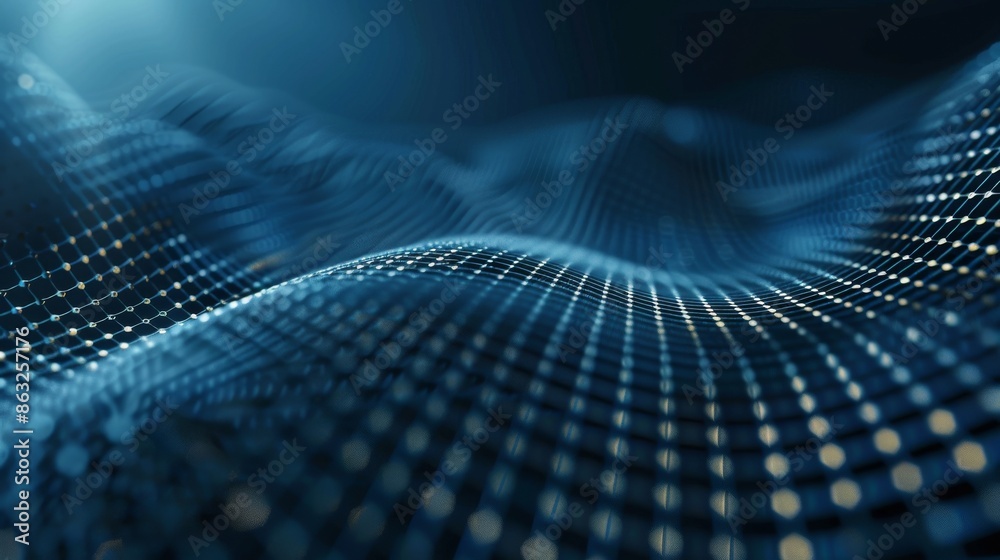 Abstract blue digital wave background with glowing particles. Perfect for technology, data, and futuristic themes.