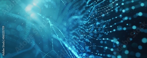 Abstract blue background with light streaks and bokeh.