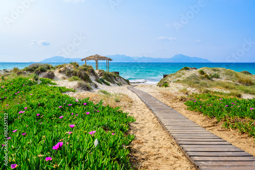 Fototapeta Naklejka Na Ścianę i Meble -  Tam Tam Beach - beautiful coast scenery with paradise beach on island Kos - travel destination in Greece, Europe