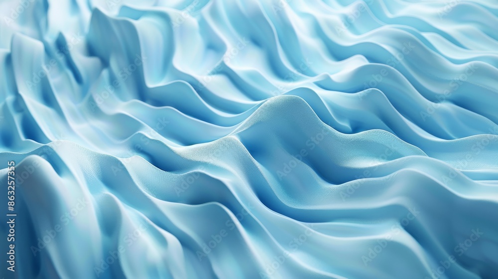 Obraz premium Abstract blue wavy pattern, flowing lines, 3D rendering, digital art, modern design.