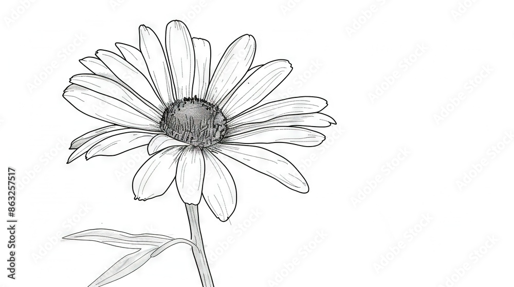 Fototapeta premium A monochrome image of a solitary blossom with one central stem, surrounded by a single stem