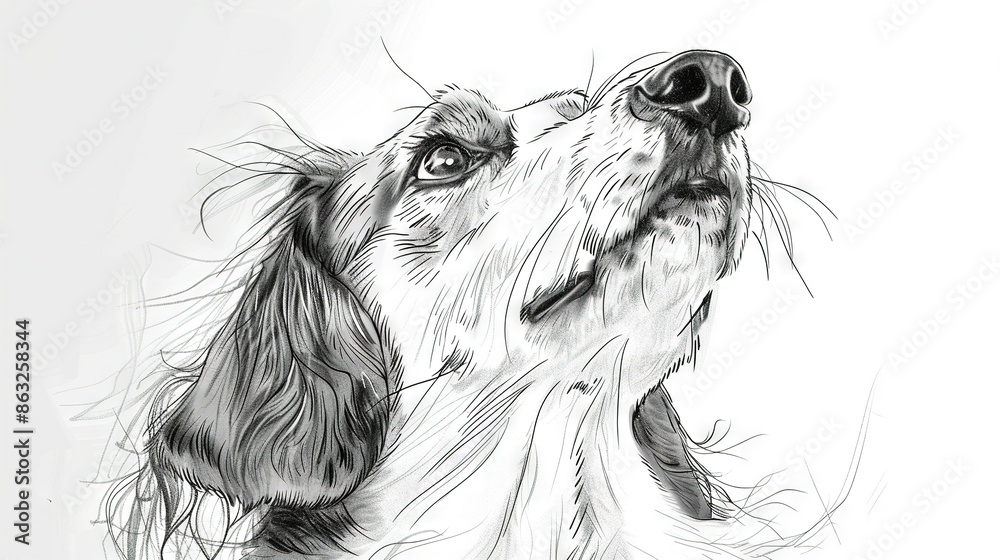 custom made wallpaper toronto digital  A monochrome illustration of a canine's gaze upward on a blank sheet