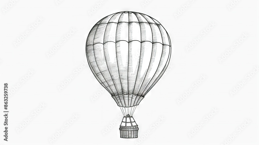 Obraz premium Hot air balloon drawing on white background