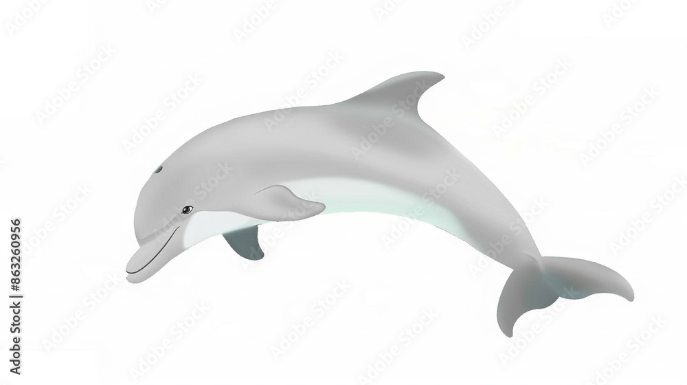 A dolphin jumps in the air, head turned to look as if jumping out of the water A dolphin jumps in the air, head turned to look as if jumping out of the water