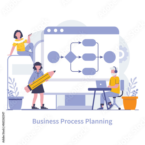 Sustainability and operational processes concept. Flat vector illustration.