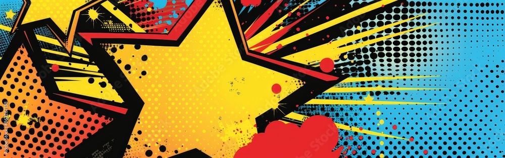 Vibrant Comic Style Background with Stars and Halftone Vibrant Comic Style Background with Stars and Halftone
