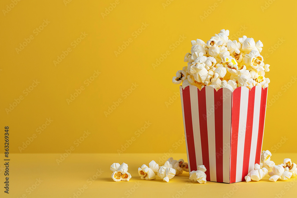 box with popcorn background with copy space box with popcorn background with copy space