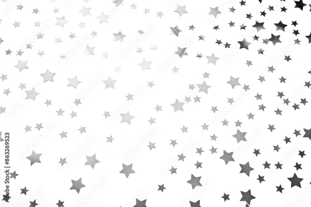 Naklejka premium White Background With Silver Stars, Stars Background, White and Silver Background