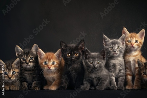 group of kittens of different colors Generative AI