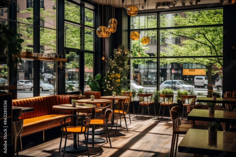 Naklejka premium Interior of a modern empty cafe