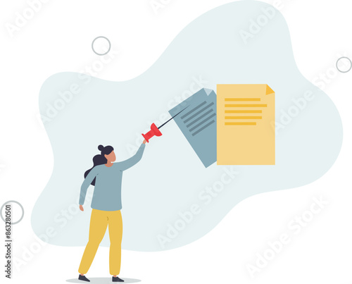Event planning and time management with sticky notes .Work organization with written task reports for effective project plan .flat illustration.