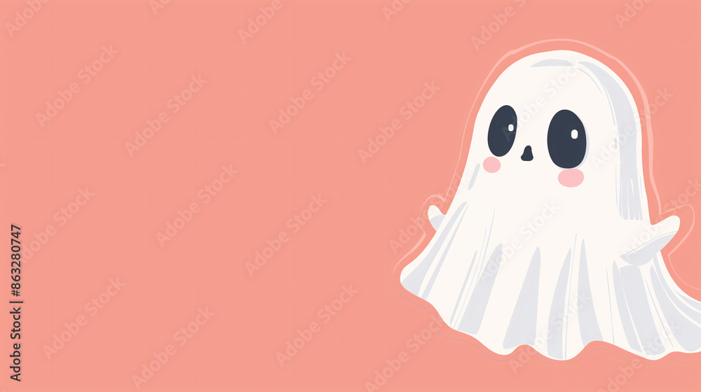 Fototapeta premium little ghost halloween concept, copy space